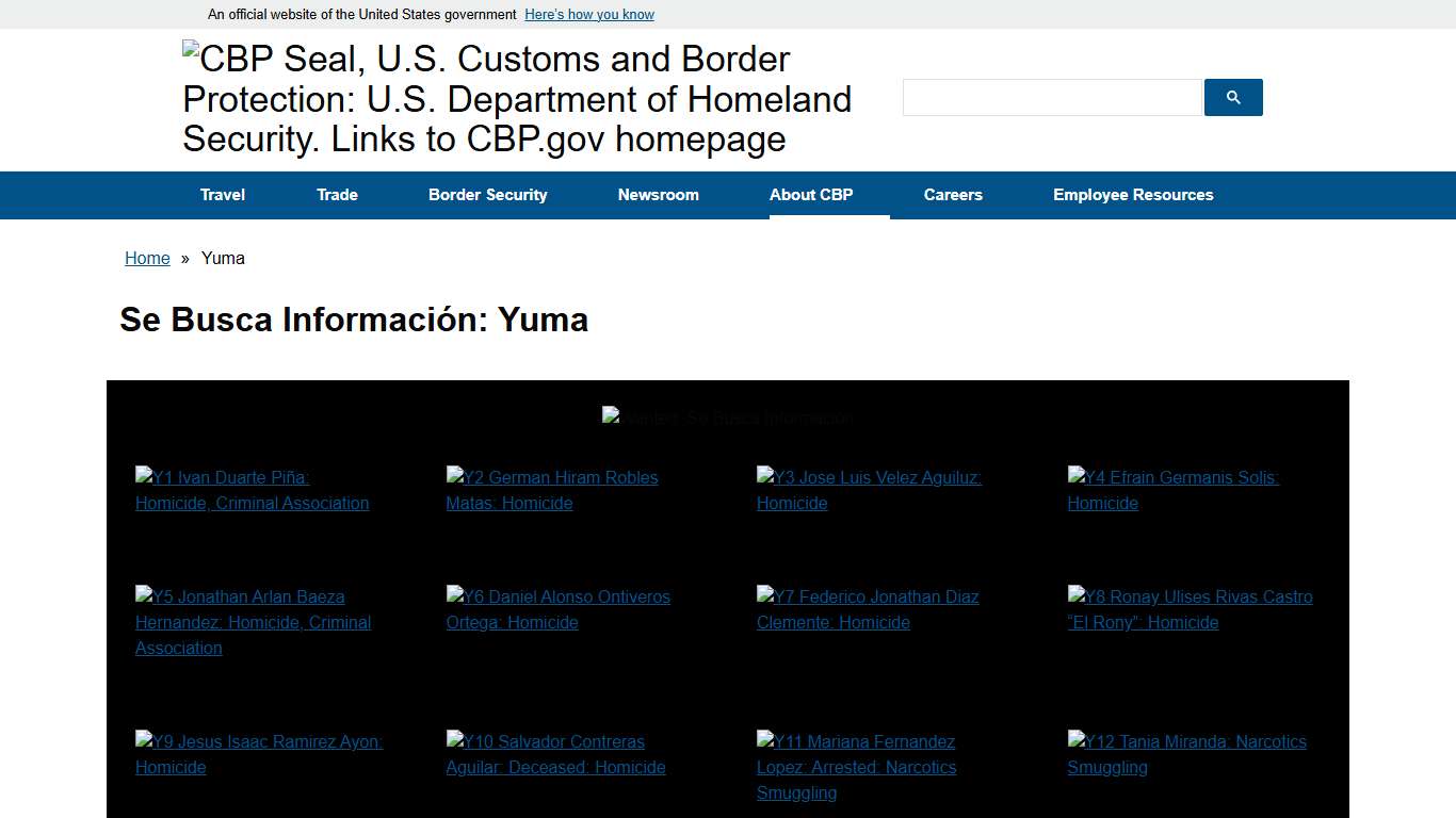 Se Busca Información: Yuma | U.S. Customs and Border Protection